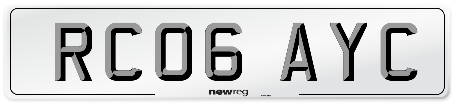 RC06 AYC Number Plate from New Reg
